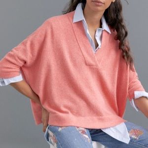 Anthropologie Coral V-Neck Sweater, XS